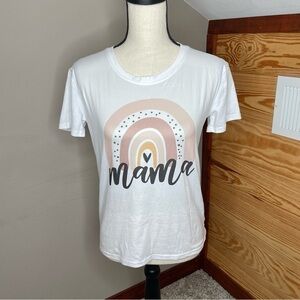 Unbranded Mama Rainbow Heart Short Sleeve White Tee T-Shirt Medium